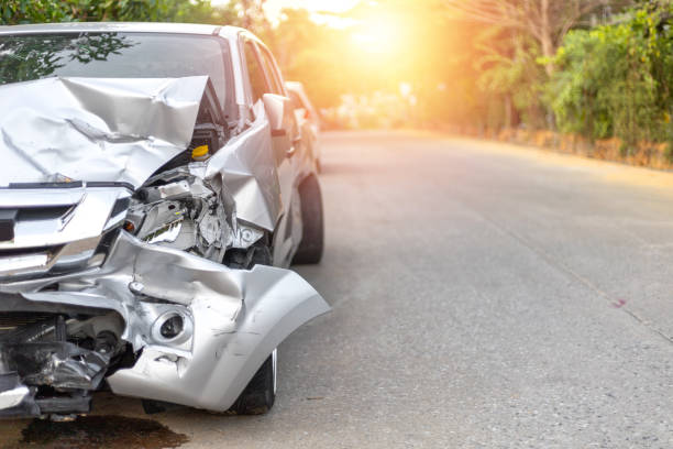 a damaged vehicle due to a car crash